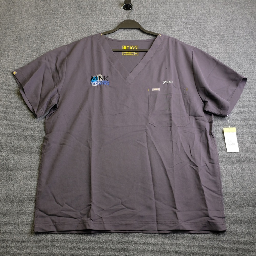 FIGS Naga One Pocket Scrub Top Mens 2X Charcoal Grey Medical Workwear PM2600